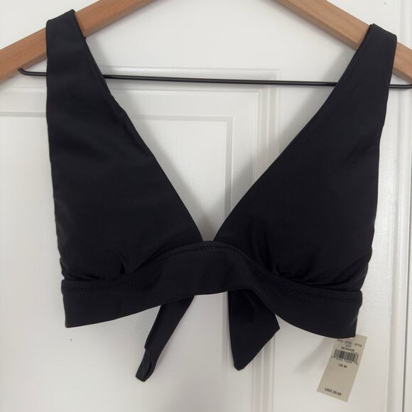 Aerie Bikini Swimsuit Triangle Top Tie Back Cheeky Bottom Black Red Bra Padding - Picture 3 of 16